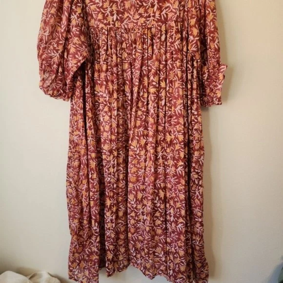 Daughters of India Women Kyra Midi Dress XL Floral Print Baloon Sleeve Bohemian - Picture 12 of 15